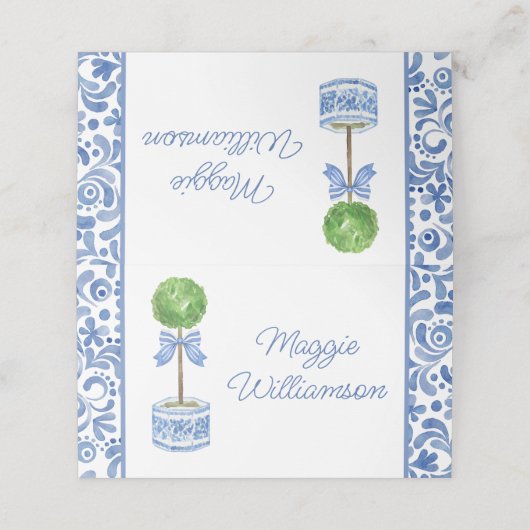 Chinoiserieウォーターカラーボウトピアリープレイスカード プレイスカード (外部開封)