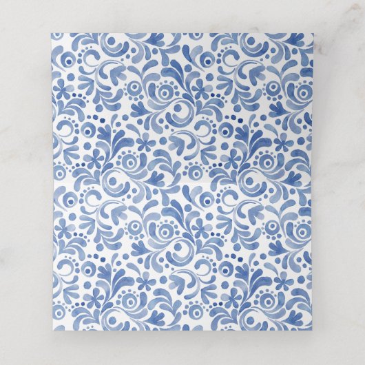 Chinoiserieウォーターカラーボウトピアリープレイスカード プレイスカード (内部開封)