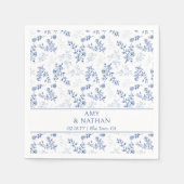 Chinoiserieエレガントフローラブルーと白結婚の スタンダードカクテルナプキン (正面)