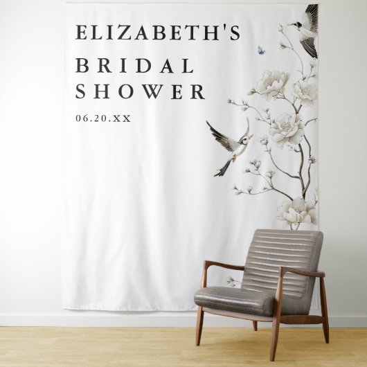 Chinoiserieエレガントブライダルシャワー写真の背景 タペストリー (インサイチュ)