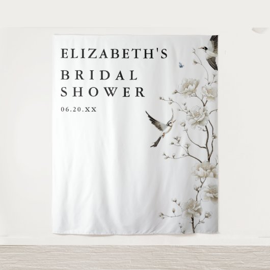 Chinoiserieエレガントブライダルシャワー写真の背景 タペストリー (正面)