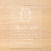 Chinoiserieエレガント結婚式の日付を保存 アクリル招待状 (正面)