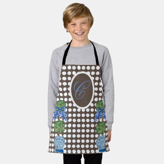 Chinoiserieガーデントピアリージンジャージャースキッズ エプロン (着用した状態)