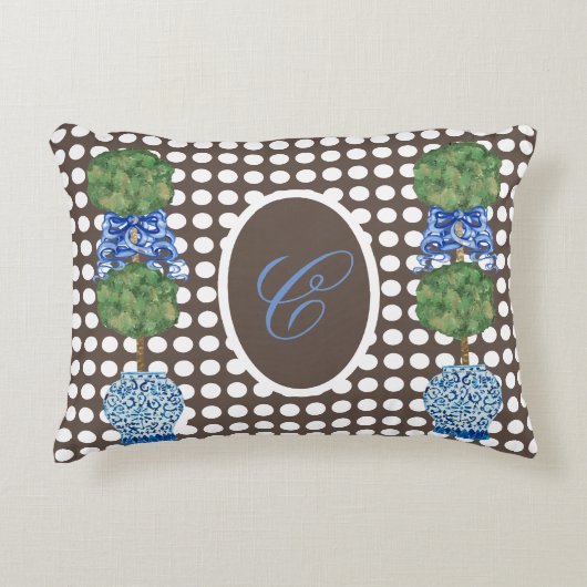 Chinoiserieガーデントピアリージンジャージャーススロー アクセントクッション (正面)