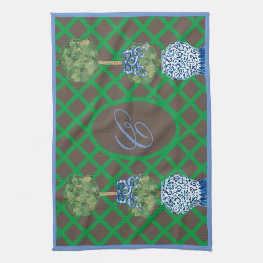 Chinoiserieガーデントピアリージンジャージャースプラセマ キッチンタオル (縦)