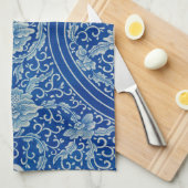 Chinoiserieクラシックフローラブ中国のルーホワイト キッチンタオル (四つ折り)