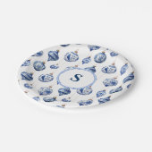 Chinoiserieクリスマスオーナメント モノグラムの ペーパープレート (アングル)