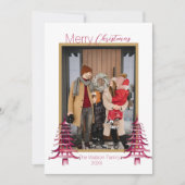 Chinoiserieクリスマスダスティピンクのパゴダ1 – 写真 シーズンカード (正面)