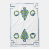 Chinoiserieクリスマスツリー鏡画像 キッチンタオル (縦)