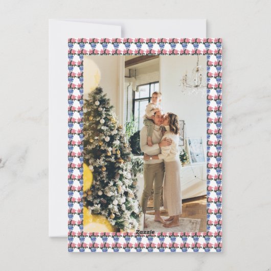 Chinoiserieクリスマスポインセチア名門私立校風の写真 シーズンカード (裏面)