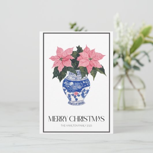 Chinoiserieクリスマスポインセチア名門私立校風の写真 シーズンカード (スタンド正面)