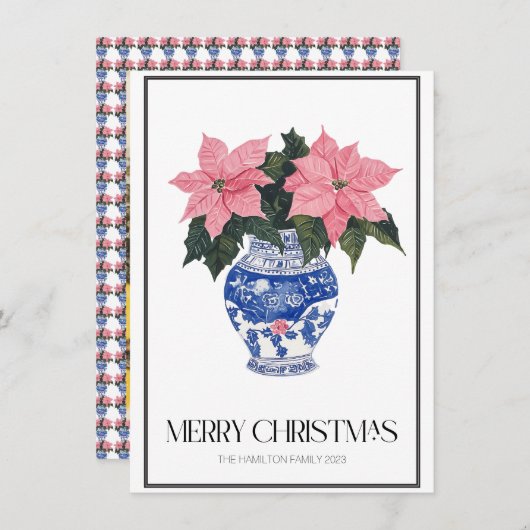 Chinoiserieクリスマスポインセチア名門私立校風の写真 シーズンカード (正面/裏面)