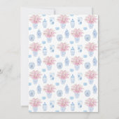 Chinoiserieシックなピンクブルーガールベビーシャワーパーティー 招待状 (裏面)