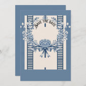 Chinoiserieシックなフラットデイトカードを保存 セーブザデート (正面/裏面)