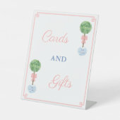 Chinoiserieシックな女の子の赤ちゃんシャワーカードとギフト 台座サイン (正面)