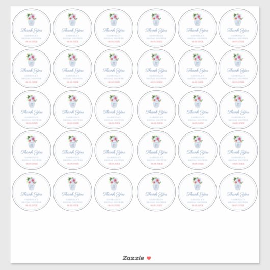 Chinoiserieシックな赤と青の中程度の好意 シール (シート)