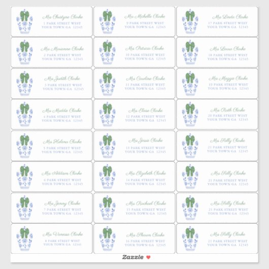 Chinoiserieシックホリデーカードアドレス シール (シート)