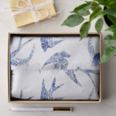Chinoiserieスワローバードブルーホワイトデコップページ 薄葉紙 (ギフト)