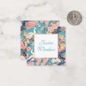 Chinoiserieティール(緑がかった色)フローラEgretギフトエンクロージャ ノートカード (正面/裏面インサイチュ)