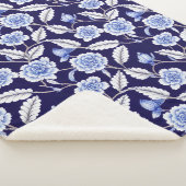 Chinoiserieデルフトブルーフローラ磁器パターン シェルパブランケット (3/4)