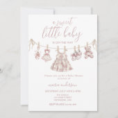 Chinoiserieトイレガールベビージャパン服ベビーシャワー 招待状 (正面)