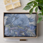 Chinoiserieトイレフローラブルーホワイトスクリプトコラージュ 薄葉紙 (ギフト)