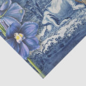 Chinoiserieトイレフローラブルーホワイトスクリプトコラージュ 薄葉紙 (詳細)