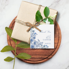 Chinoiserieトイレブルーフローラベビーシャワー フェイバータグ