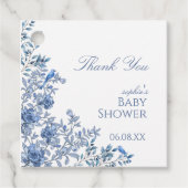 Chinoiserieトイレブルーフローラベビーシャワー フェイバータグ (正面)