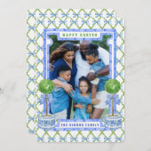 Chinoiserieトピアリーイースターフォトカード 招待状 (正面/裏面)