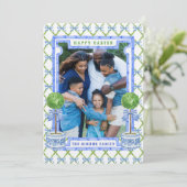 Chinoiserieトピアリーイースターフォトカード 招待状 (スタンド正面)