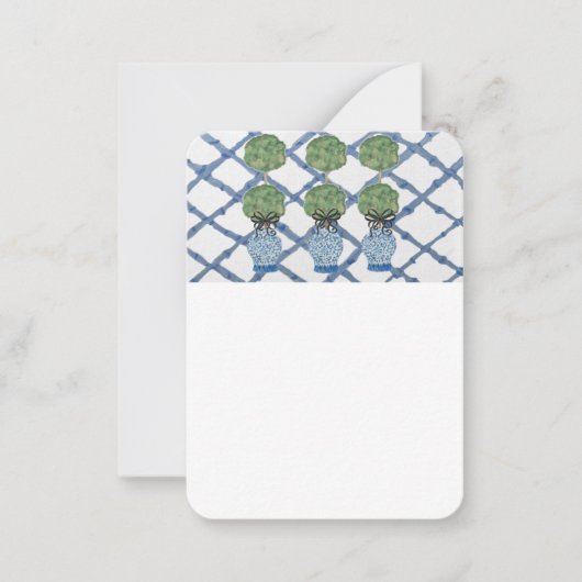 Chinoiserieトピアリージンジャージャールフラット ノートカード (正面)