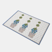 Chinoiserieトピアリーブルー白いジンジャージャー瓶の形式 ドアマット (アングル)