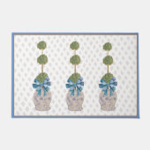 Chinoiserieトピアリーブルー白いジンジャージャー瓶の形式 ドアマット (正面)