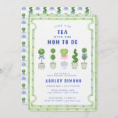 Chinoiserieトピアリーベビーシャワー | Teaパーティー 招待状 (正面/裏面)