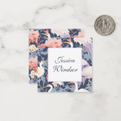 ChinoiserieネイビーフローラEgretギフトエンクロージャ ノートカード (正面/裏面インサイチュ)