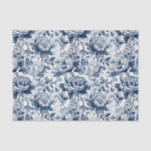 Chinoiserieネイビーブルーホワイト牡丹フローラデコページ 薄葉紙 (正面)