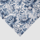 Chinoiserieネイビーブルーホワイト牡丹フローラデコページ 薄葉紙 (詳細)
