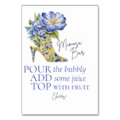 Chinoiserieハイヒールシューミモザバーテーブルの標識 テーブルナンバー (正面)