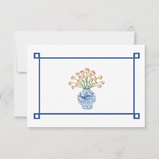 Chinoiserieハンド色彩の鮮やかすべての行事ノートカード サンキューカード (正面)