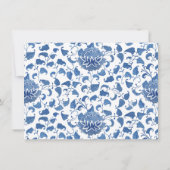 Chinoiserieバニーブルーと白い男の子の赤ちゃんシャワー サンキューカード (裏面)