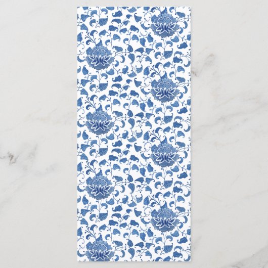 Chinoiserieバニーブルーと白ベビーシャワーパーティー メニュー (裏面)