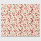 Chinoiserieバードアジアフローラ赤ピンクデコップページ ラッピングペーパー (フラット)