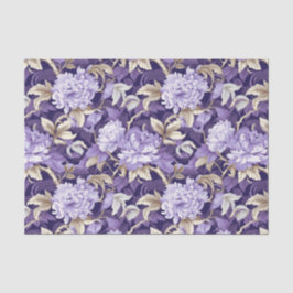 Chinoiserieパープル金ゴールド絵画フローラの分離 薄葉紙