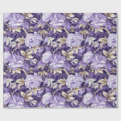 Chinoiserieパープル金ゴールド絵画フローラ ラッピングペーパー (フラット)