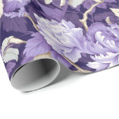 Chinoiserieパープル金ゴールド絵画フローラ ラッピングペーパー (ロールコーナー)