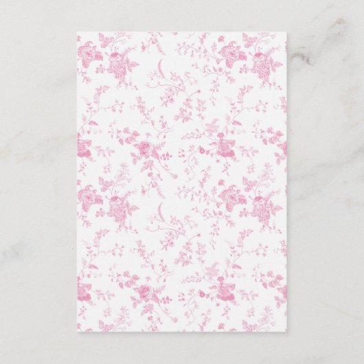 Chinoiserieビクトリアン Toile Pinkの結婚詳細 エンクロージャーカード (裏面)
