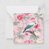 ChinoiserieピンクフローラEgretギフトエンクロージャ ノートカード (裏面)
