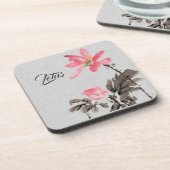 Chinoiserieフリーハンドウォーターカラーフローラロータスビーブ コースター (左側)