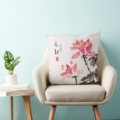 Chinoiserieフリーハンドウォーターカラーロータスフラワーズトロ クッション (椅子)